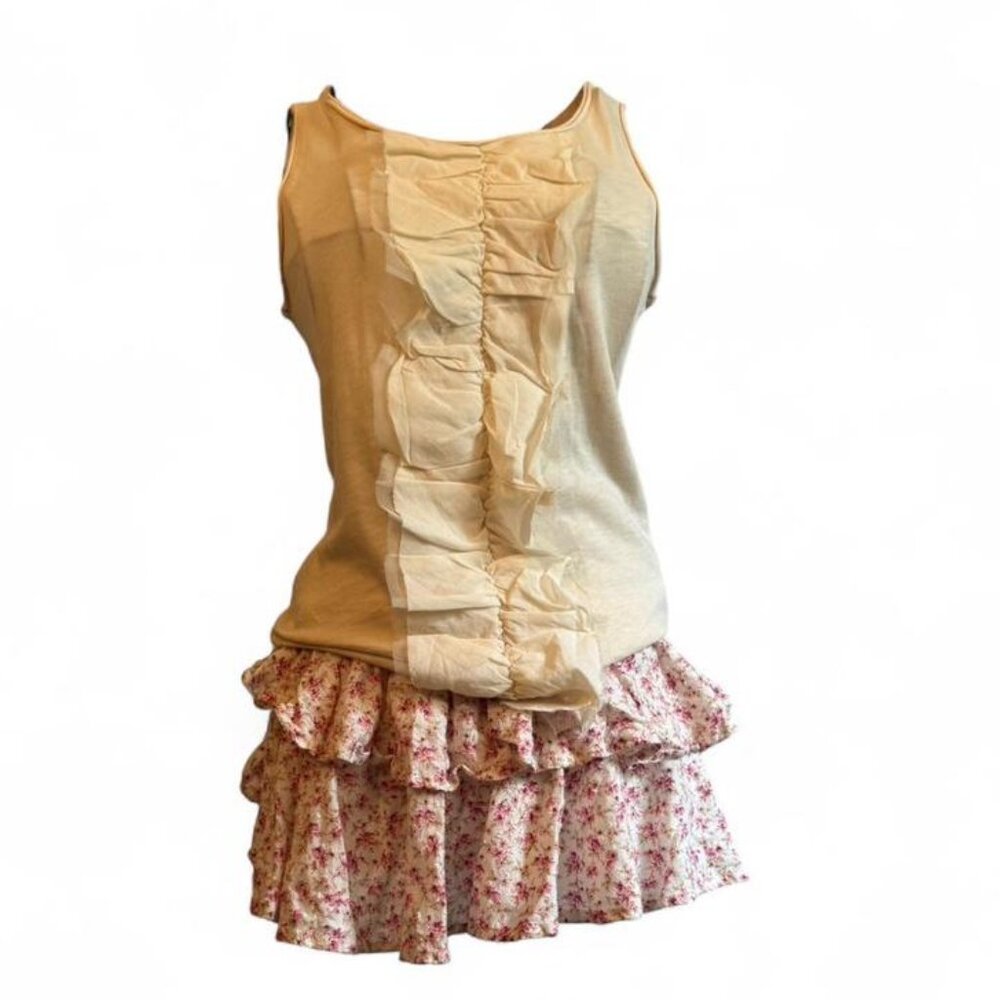 J. Crew Cream tank top with ruffle detail